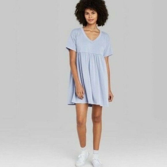 WILD FABLE BLUE BABY DOLL DRESS SIZE MEDIUM - Picture 2 of 5